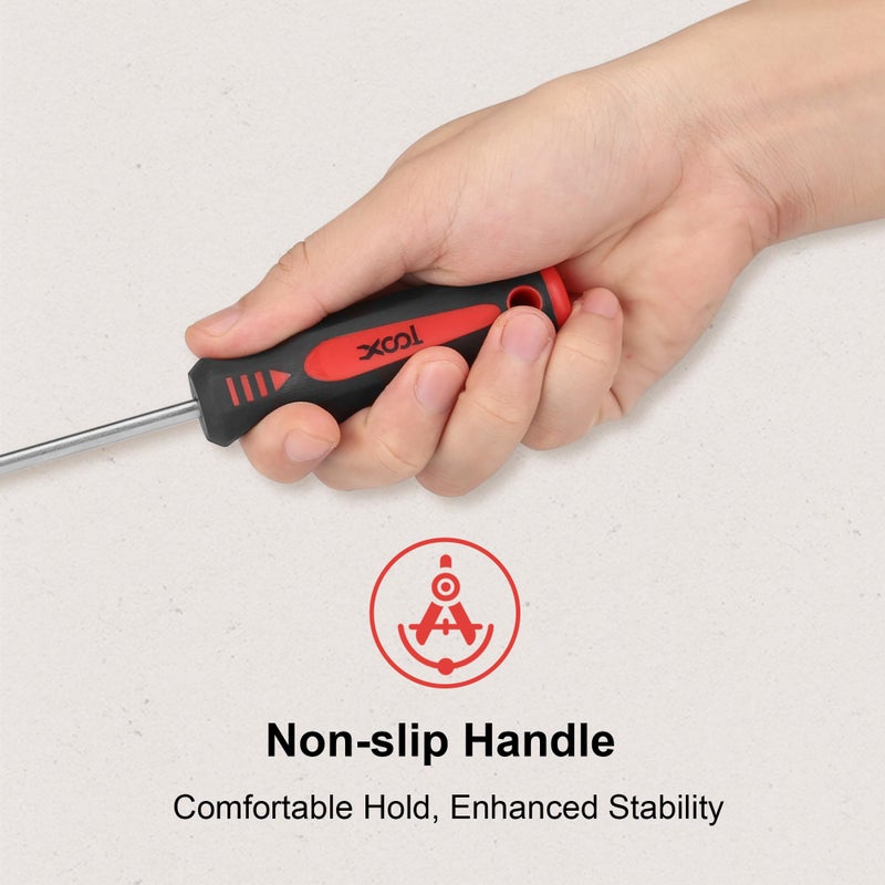 XOOL مجموعة مفكات مغناطيسية XOOL مكونة من 18 قطعة مع حقيبة، 7 رؤوس فيليبس و9 رؤوس مسطحة، مفك احترافي بمقبض مريح غير قابل للانزلاق للإصلاح وتحسين المنزل والحرف اليدوية - Image 4